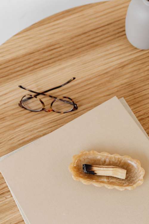 Objects on a wooden desk