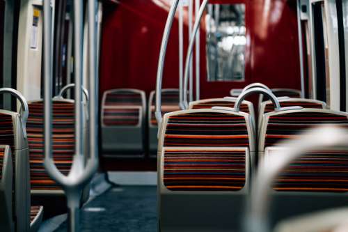 Red Seats Of A Public Transit Vehicle Photo