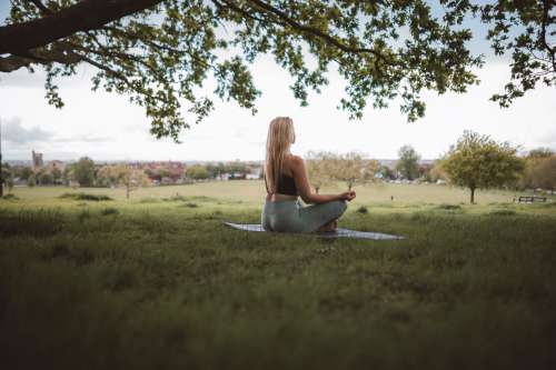 Woman Sits In Self Reflection Under A Tree Photo