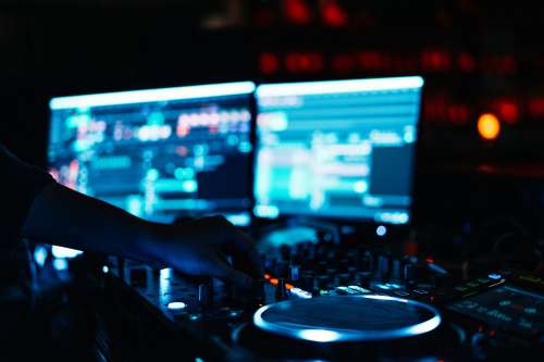 Dark Close Up Of A DJ Booth Photo