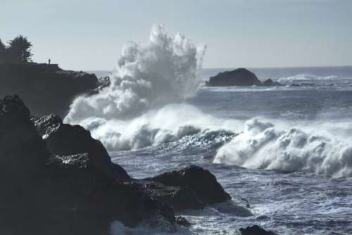 Waves Crashing Rocks Free Photo