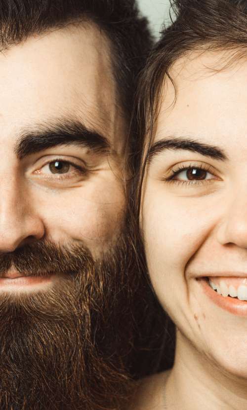 Close Up Of Two Peoples Faces Close Together Photo