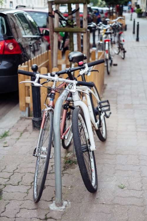 Bicycles attached to bike racks 2