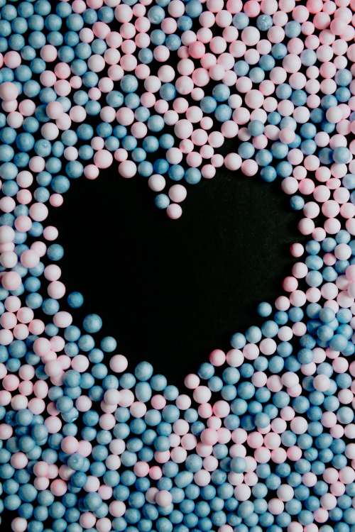 Close Up Blue And Pink Balls Create A Heart Photo