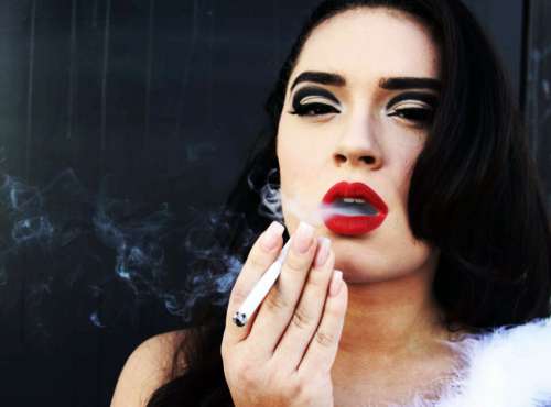 Woman Smoking Cigarette Free Photo
