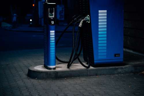 Modern Blue Gas Station Pump Photo