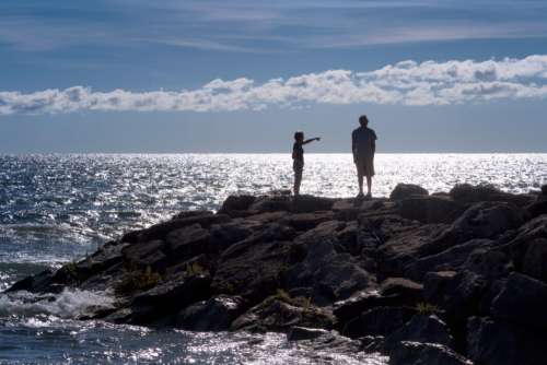Ocean People Silhouette No Cost Stock Image