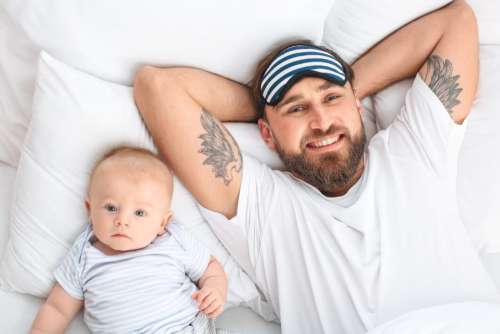 Father Baby Bedroom No Cost Stock Image