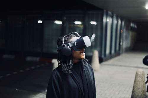 Person Wearing A Virtual Reality Headset Photo