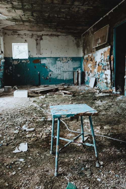 Abandoned ruined building interior 4
