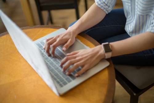 Woman Typing Laptop No Cost Stock Image