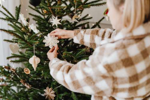 Christmas with wood and paper dercorations