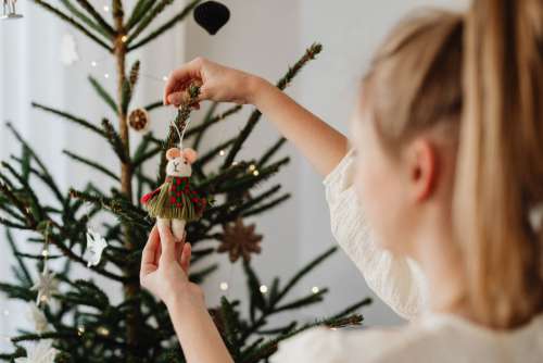 Christmas with wood and paper dercorations