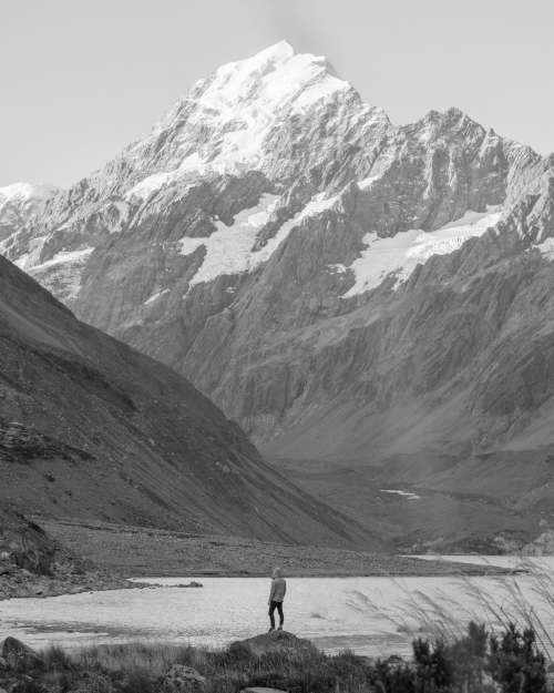 Standing between mountains