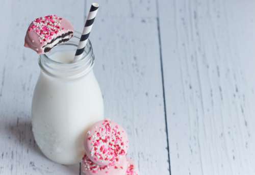 Milk Bottle Cookies No Cost Stock Image