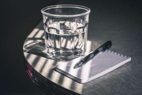 Notepad Pen Cup No Cost Stock Image