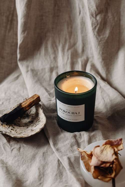 Candle - palo santo - linen fabric