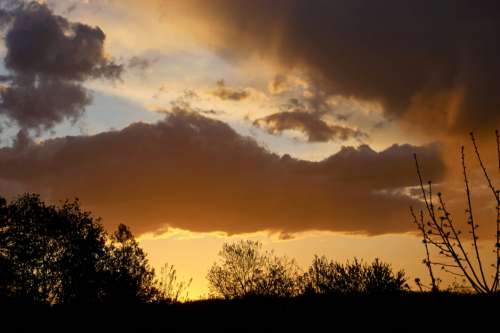 Evening Clouds Sunset No Cost Stock Image