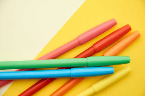 Colored Markers Background No Cost Stock Image