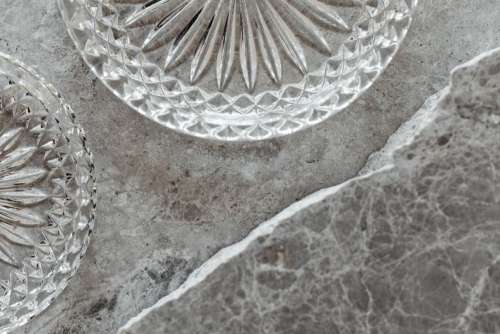 Background with marble and crystal dish