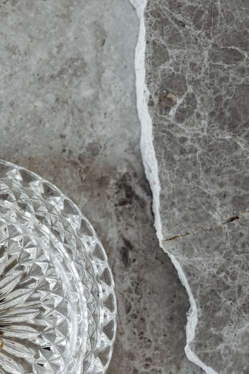 Background with marble and crystal dish
