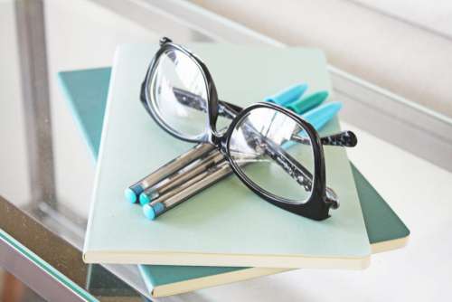 Reading Glasses Desk No Cost Stock Image
