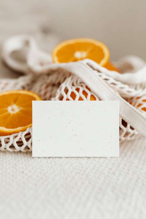 A few oranges in the bag - business card - free mockup photos