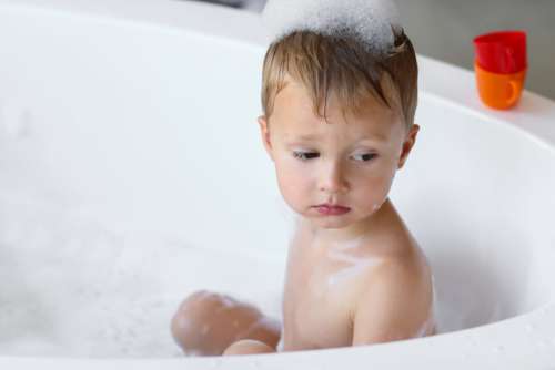 Child Bathing Bath No Cost Stock Image