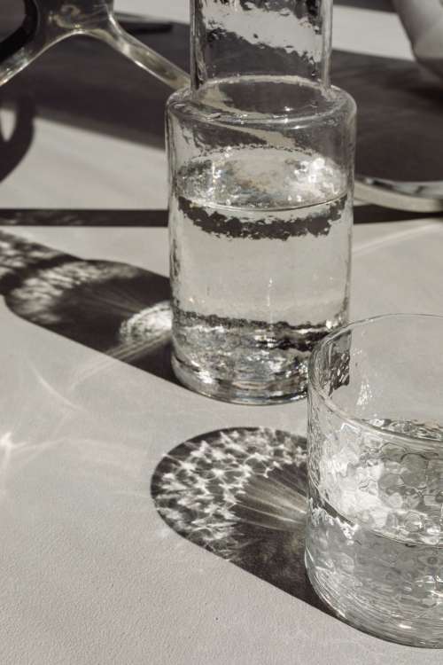 Pure water - glass jug with a natural design - naturally shaped glass tumbler