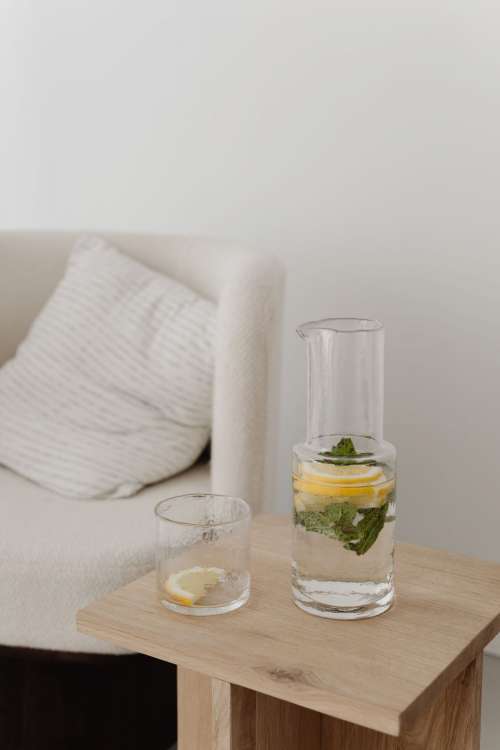 Pure water - glass jug with a natural design - naturally shaped glass tumbler