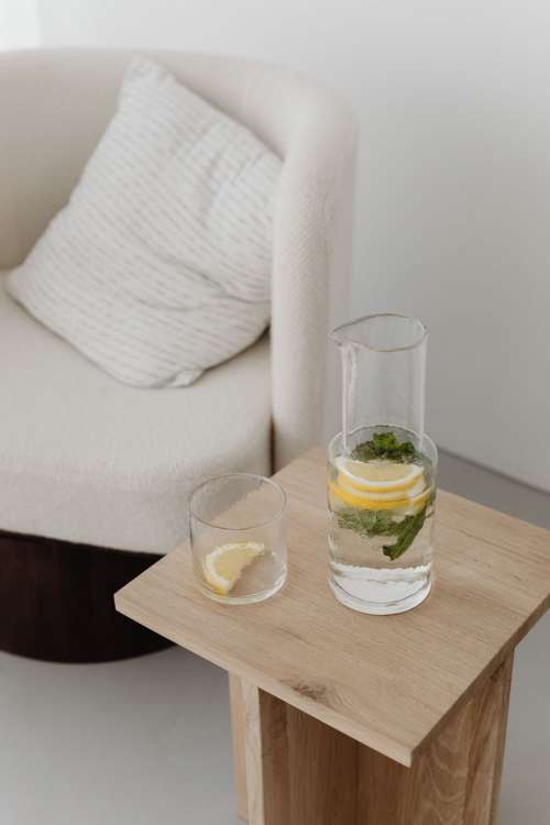 Pure water - glass jug with a natural design - naturally shaped glass tumbler