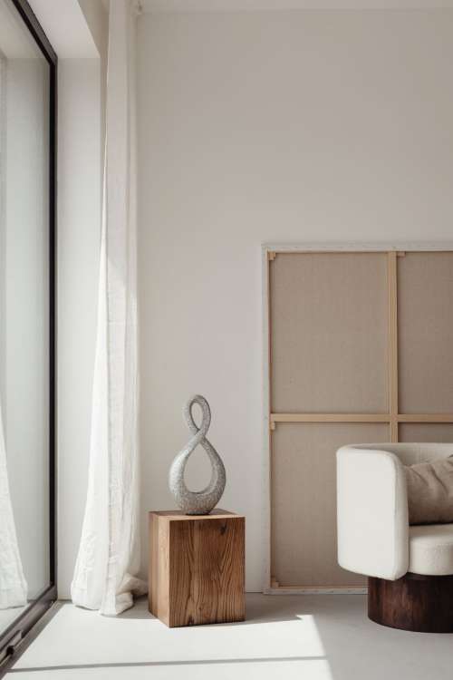 Minimalist interior - contemporary wooden and upholstered furniture