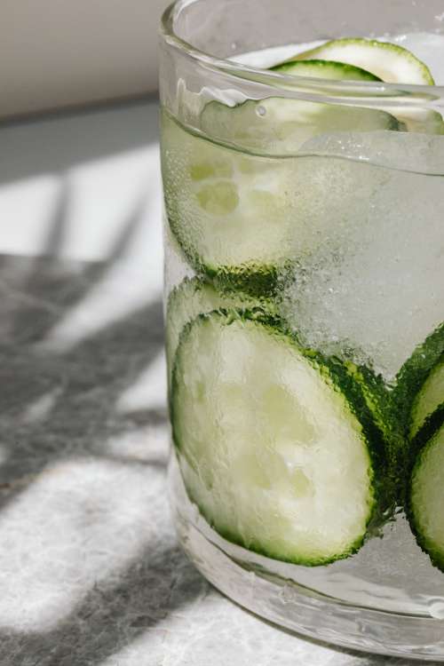 Cold and refreshing detox water - ice cubes