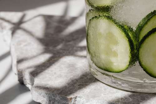 Cold and refreshing detox water - ice cubes