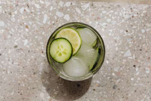 Cold and refreshing detox water - ice cubes