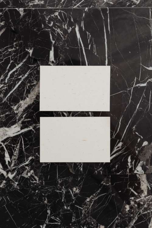 Clean minimal business card mockup photo - black marble