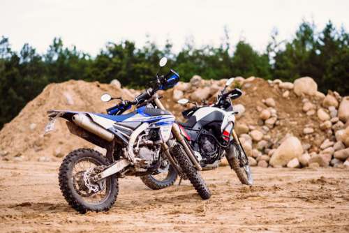 Two motorbikes at a sand quarry