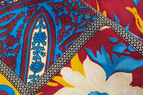 Colorful Sari Fabric No Cost Stock Image