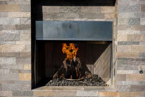 Outdoor Fireplace Fire No Cost Stock Image