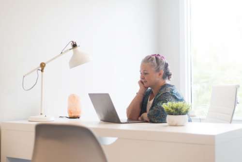 Woman Working Desk No Cost Stock Image
