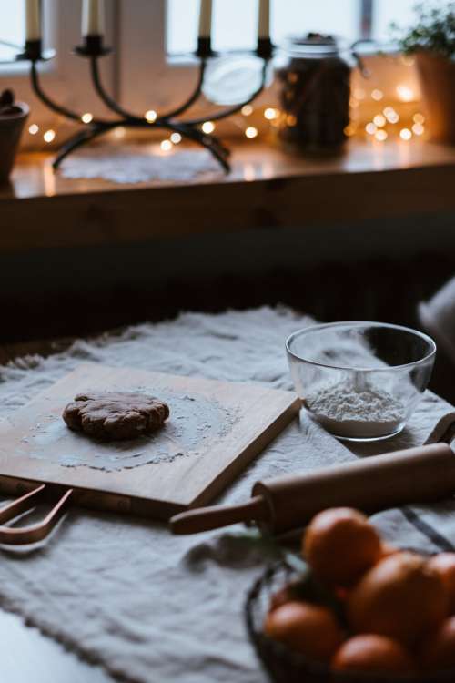 Gingerbread dough on a wooden cutting board 3