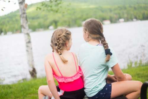 Sisters Children Outdoors No Cost Stock Image
