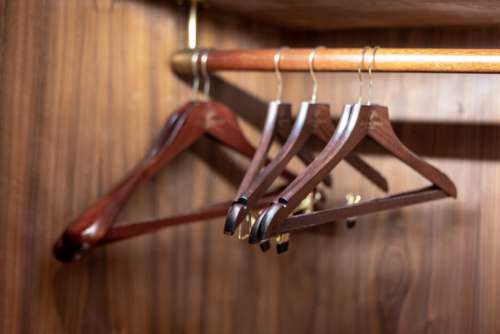 Wooden Hangers Closet No Cost Stock Image