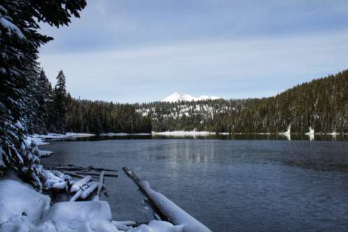 Winter Lake Landscape No Cost Stock Image