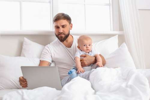 Father Baby Laptop Free Stock Photo