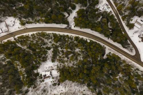 Aerial Road Winter Free Stock Photo