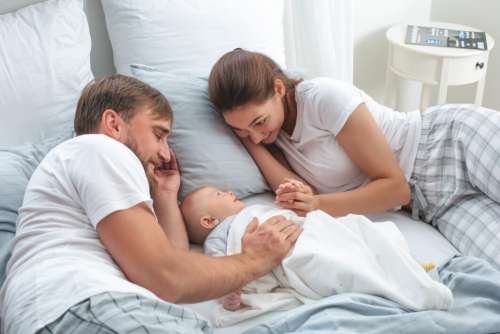 Bed Family Parents Free Stock Photo