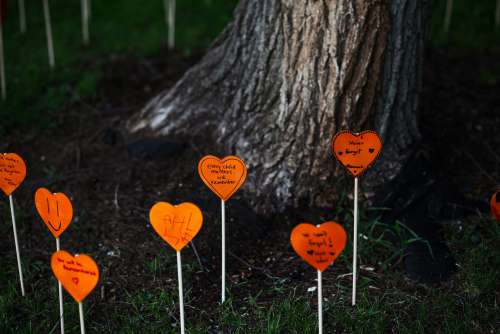 Orange Hearts With Hand Written Text Of Remembrance Photo