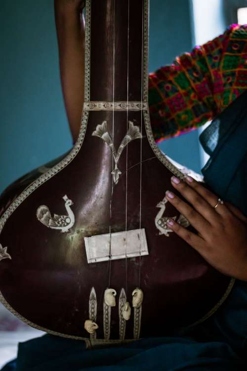 Vintage Sitar With Decorative Inlay Photo