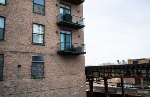 Building with Train Tracks Free Stock Photo